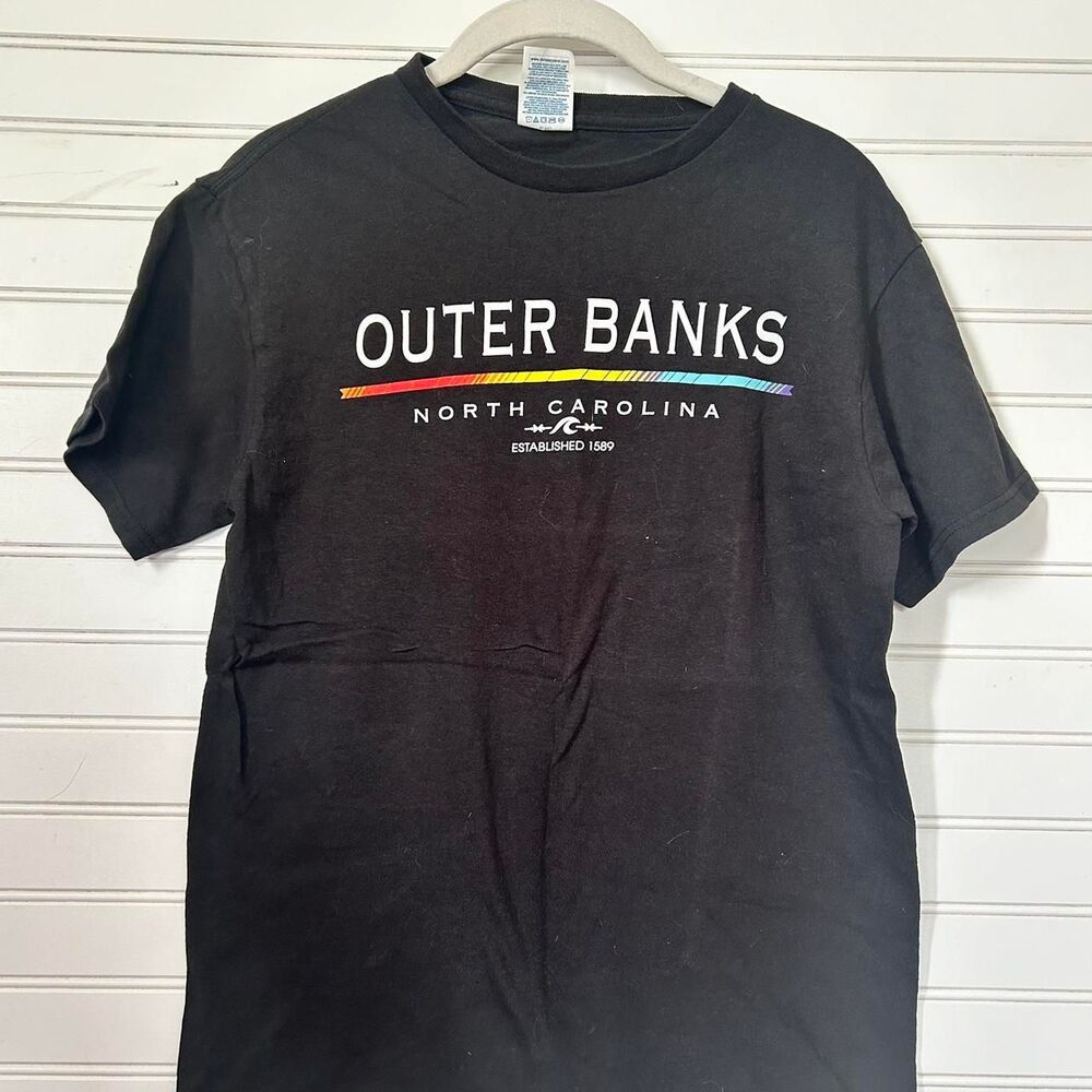 Outer Banks North Carolina Graphic T Shirt Small Delta Pro Weight Black Tee